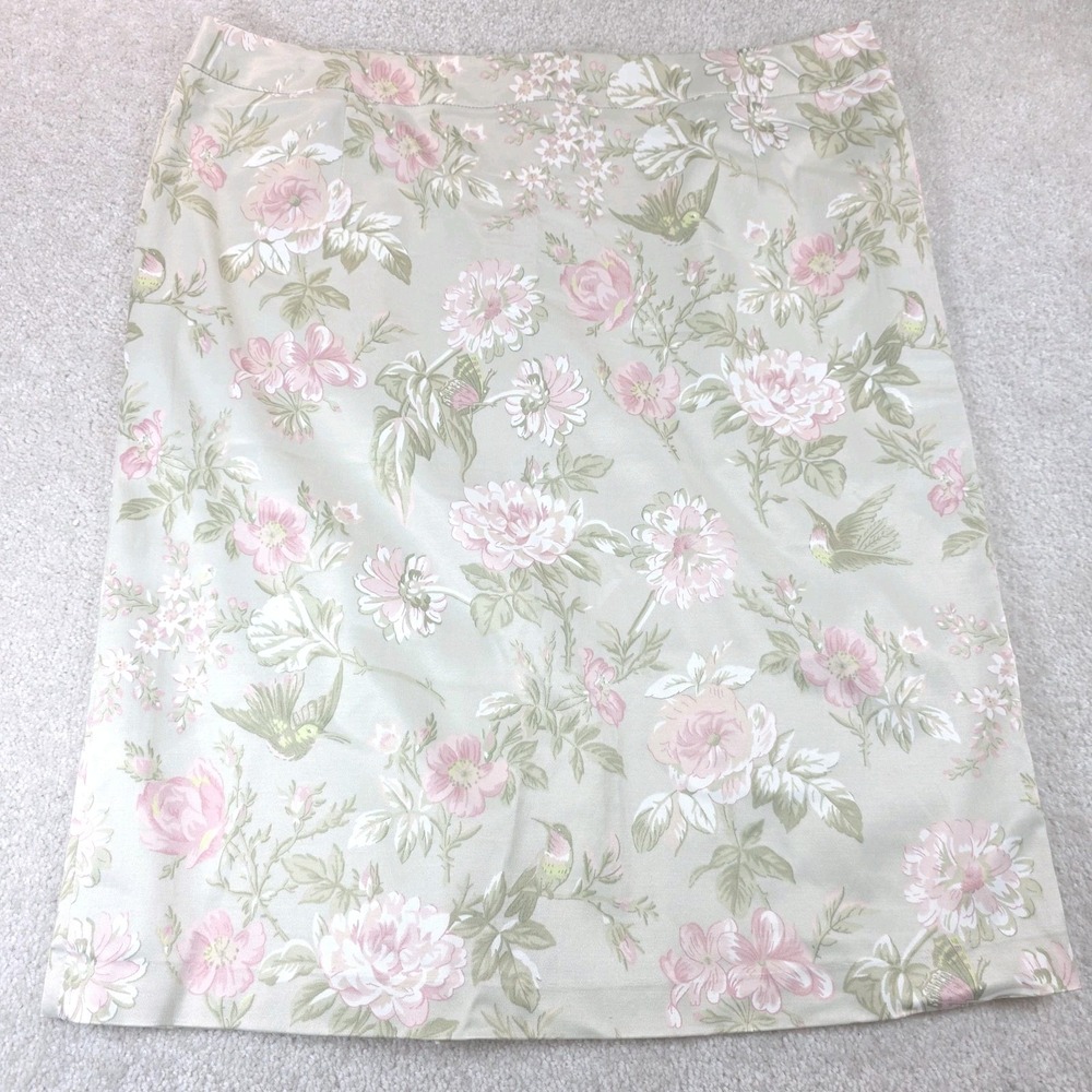 D&G‎ Dolce & Gabbana Skirt Womens 32/46 Green Floral Hummingbird Pencil Italy